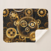 Naadloze Steampunk Brass Gears Sherpa Deken (Voorkant (horizontaal))