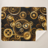 Naadloze Steampunk Brass Gears Sherpa Deken (Voorkant (horizontaal))