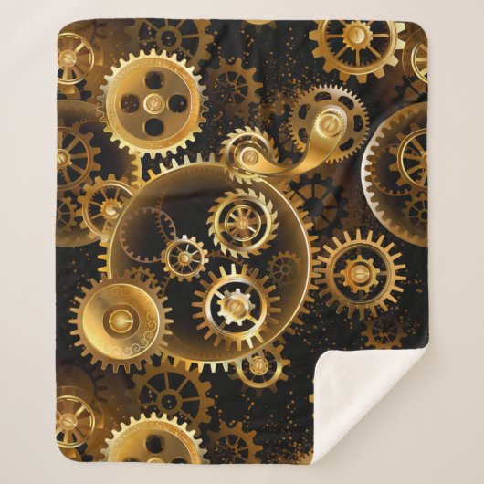 Naadloze Steampunk Brass Gears Sherpa Deken (Voorkant)