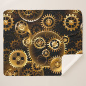 Naadloze Steampunk Brass Gears Sherpa Deken (Voorkant (horizontaal))