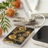 Naadloze Steampunk Brass Gears Sleutelhanger (Voorkant Rechts)