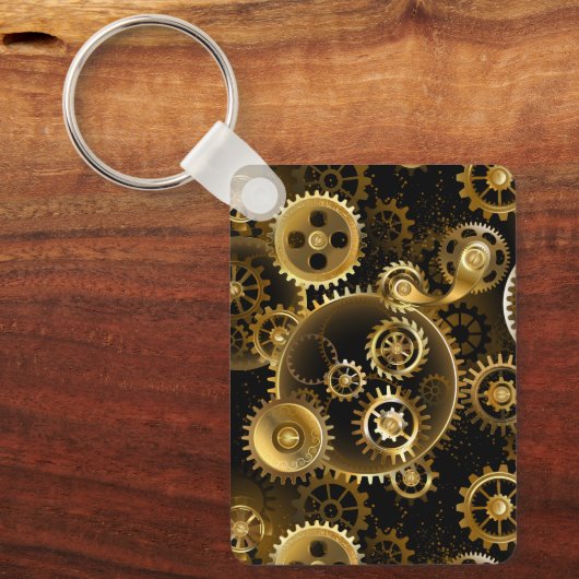 Naadloze Steampunk Brass Gears Sleutelhanger (Voorkant)