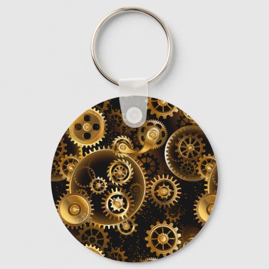 Naadloze Steampunk Brass Gears Sleutelhanger (Voorkant)