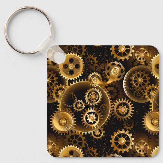 Naadloze Steampunk Brass Gears Sleutelhanger (Voorkant)