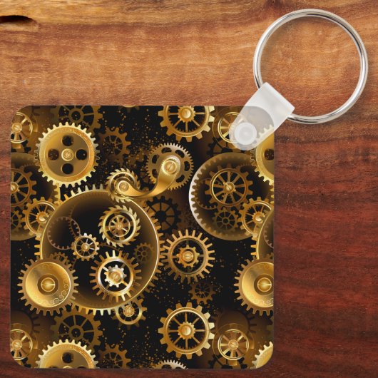Naadloze Steampunk Brass Gears Sleutelhanger (Achterkant)
