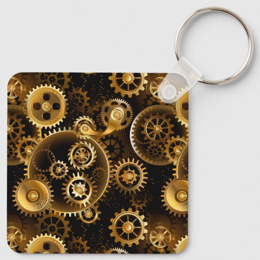 Naadloze Steampunk Brass Gears Sleutelhanger (Achterkant)