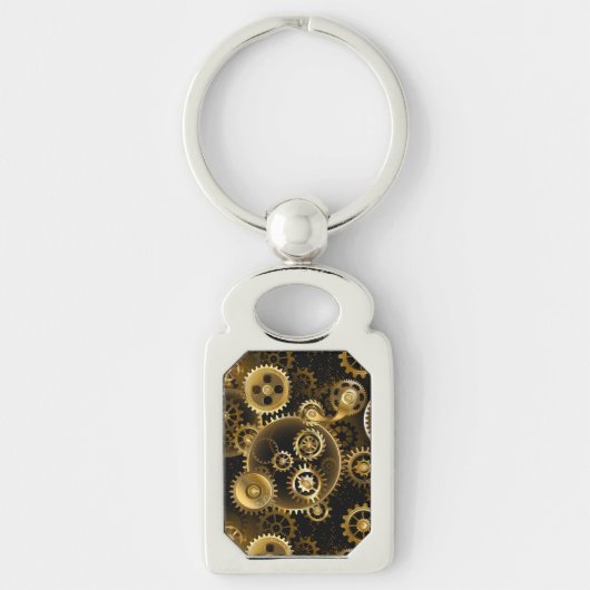 Naadloze Steampunk Brass Gears Sleutelhanger (Voorkant)