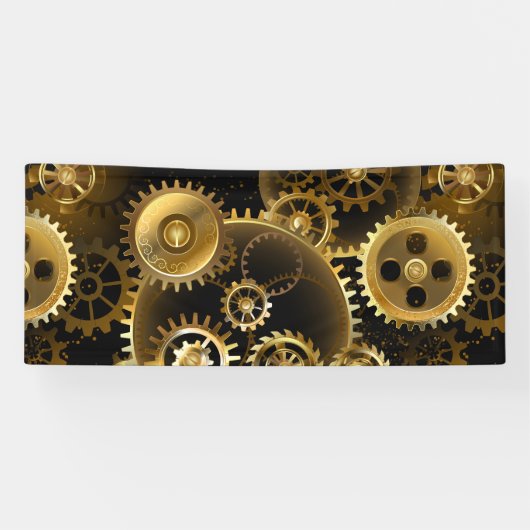 Naadloze Steampunk Brass Gears Spandoek (Horizontaal)