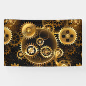 Naadloze Steampunk Brass Gears Spandoek (Horizontaal)