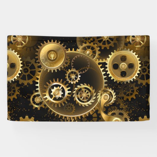 Naadloze Steampunk Brass Gears Spandoek (Horizontaal)