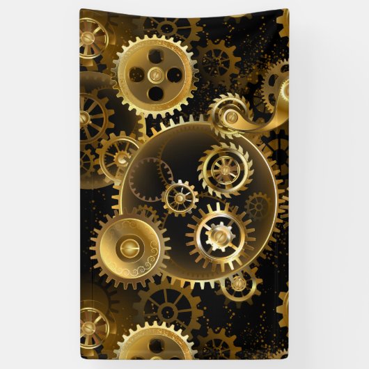 Naadloze Steampunk Brass Gears Spandoek (Verticaal)