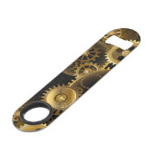 Naadloze Steampunk Brass Gears Speed Flessenopener (Voorkant Gekanteld)