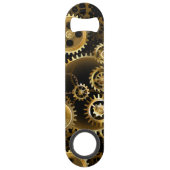 Naadloze Steampunk Brass Gears Speed Flessenopener (Achterkant)