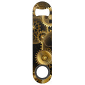 Naadloze Steampunk Brass Gears Speed Flessenopener (Voorkant)