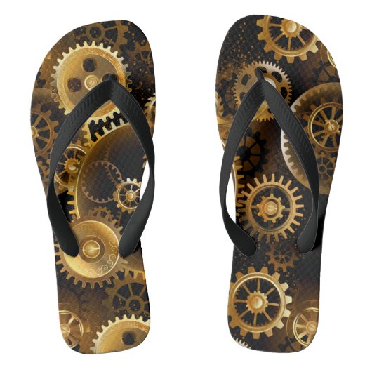 Naadloze Steampunk Brass Gears Teenslippers (Voetbed)