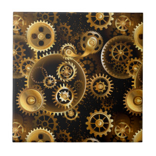 Naadloze Steampunk Brass Gears Tegeltje