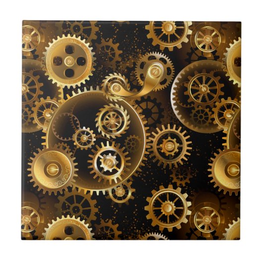Naadloze Steampunk Brass Gears Tegeltje (Voorkant)