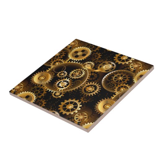 Naadloze Steampunk Brass Gears Tegeltje (Zijkant)