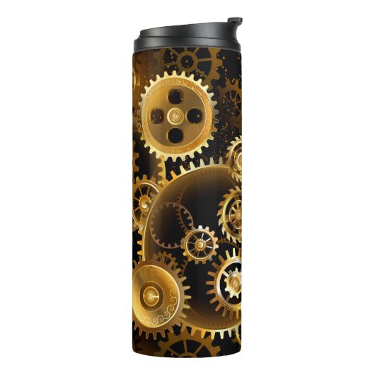 Naadloze Steampunk Brass Gears Thermosbeker (Gedraaid links)