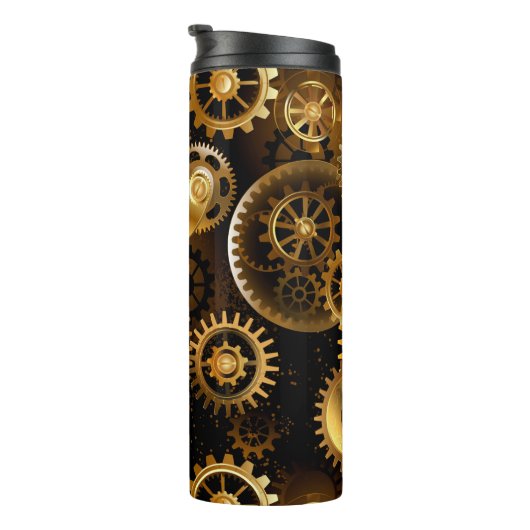 Naadloze Steampunk Brass Gears Thermosbeker (Geroteerd rechts)