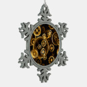 Naadloze Steampunk Brass Gears Tin Sneeuwvlok Ornament (Links)