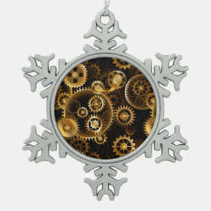 Naadloze Steampunk Brass Gears Tin Sneeuwvlok Ornament