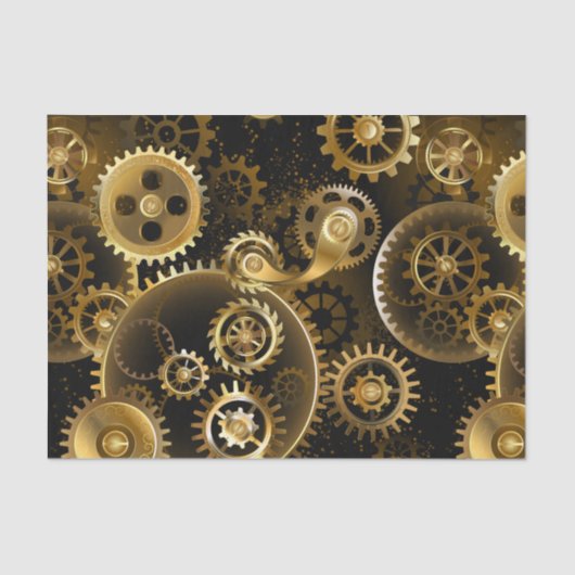 Naadloze Steampunk Brass Gears Tissuepapier (Voorkant)