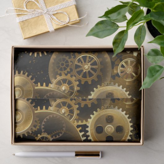 Naadloze Steampunk Brass Gears Tissuepapier (Geschenk)