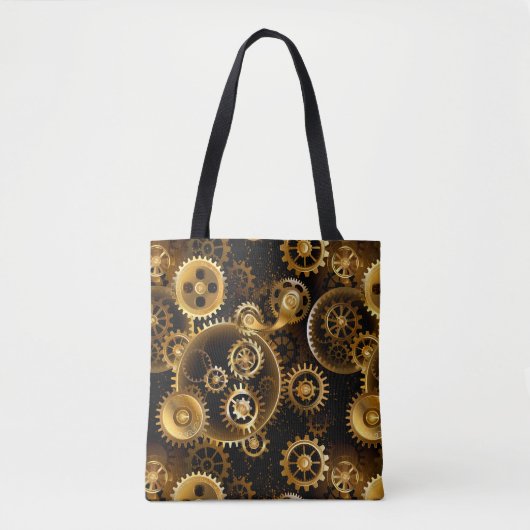 Naadloze Steampunk Brass Gears Tote Bag (Voorkant)