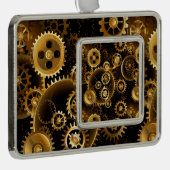Naadloze Steampunk Brass Gears Verzilverd Omlijst Ornament (Rechts)