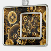 Naadloze Steampunk Brass Gears Verzilverd Omlijst Ornament (Links)