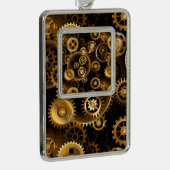 Naadloze Steampunk Brass Gears Verzilverd Omlijst Ornament (Rechts)