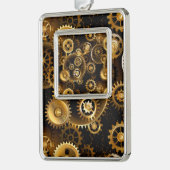 Naadloze Steampunk Brass Gears Verzilverd Omlijst Ornament (Links)