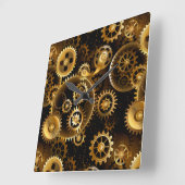 Naadloze Steampunk Brass Gears Vierkante Klok (Hoek)
