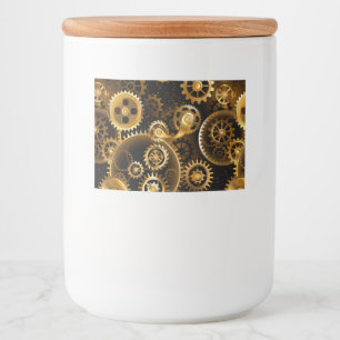 Naadloze Steampunk Brass Gears Voedselcontainer Etiket