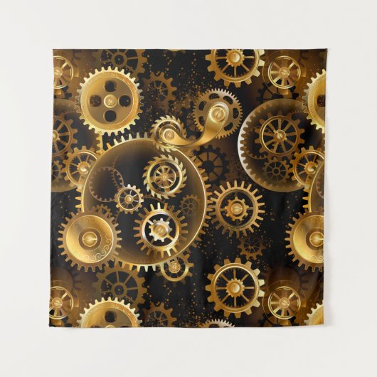 Naadloze Steampunk Brass Gears Wandkleed (Voorkant)