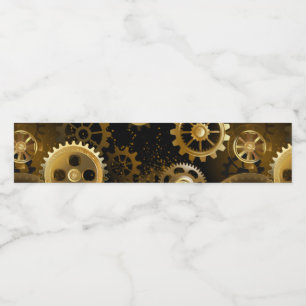 Naadloze Steampunk Brass Gears Waterfles Etiket