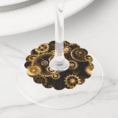 Naadloze Steampunk Brass Gears Wijnglaslabel (Dichtbij)
