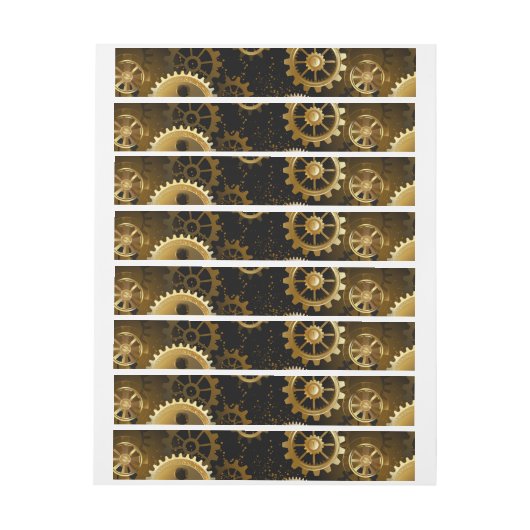 Naadloze Steampunk messing tandwielen Adreslabel Wikkel (Vel)