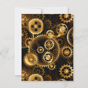 Naadloze Steampunk Messing Tandwielen Advieskaart