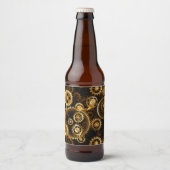 Naadloze Steampunk Messing Tandwielen Bier Etiket (Voorkant)