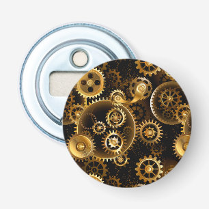 Naadloze Steampunk messing tandwielen Button Flesopener