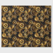 Naadloze Steampunk Messing Tandwielen Cadeaupapier (Vlak)