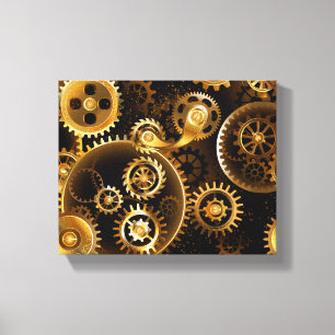 Naadloze Steampunk messing tandwielen Canvas Afdruk