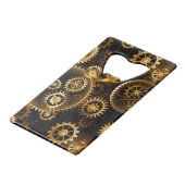 Naadloze Steampunk messing tandwielen Creditkaart Flessenopener (Achterkant Gekanteld)