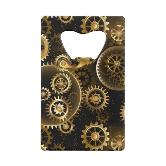 Naadloze Steampunk messing tandwielen Creditkaart Flessenopener (Achterkant)