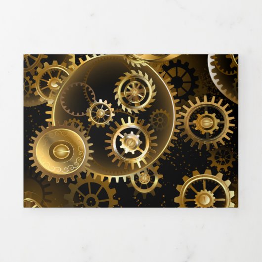 Naadloze Steampunk messing tandwielen Drieluik Programma (Cover)