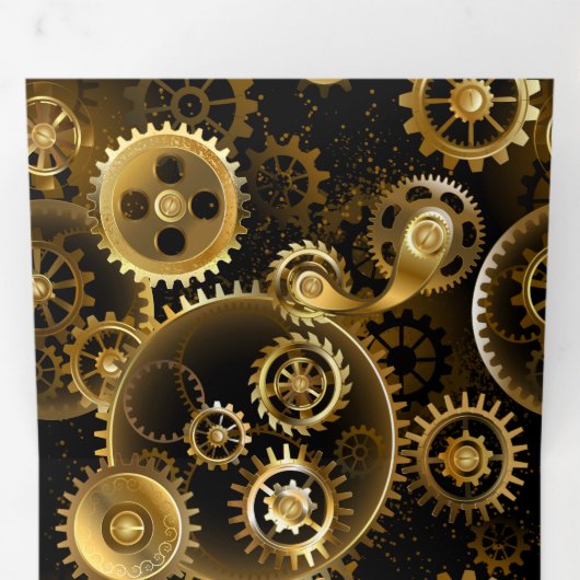 Naadloze Steampunk messing tandwielen Drieluik Wenskaart (Binnenzijde eerst)