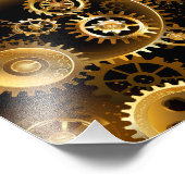 Naadloze Steampunk Messing Tandwielen Foto Afdruk (Hoek)