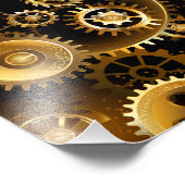 Naadloze Steampunk Messing Tandwielen Foto Afdruk (Hoek)